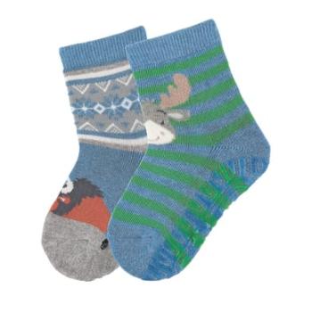 Sterntaler ponožky Air dvojité balení los / bizon středně modrá melanž