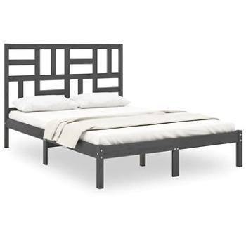 Rám postele šedý masivní dřevo 160 × 200 cm, 3105962 (3105962)