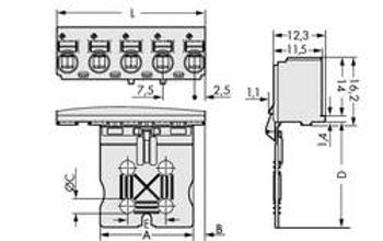 Konektor do DPS WAGO 2092-3105/002-000, 39.00 mm, pólů 5, rozteč 7.50 mm, 100 ks