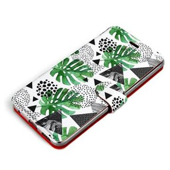 Mobiwear Flip pouzdro pro Huawei Nova 8i - MG02P Zelené listy a černé trojúhelníky (5903516938681)