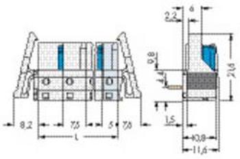 Zásuvkový konektor do DPS WAGO 722-836/005-000/039-000, 59.8 mm, pólů 1, 50 ks