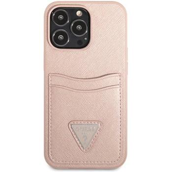 Guess 4G Saffiano Double Card kryt pro Apple iPhone 13 Pro Max Pink (GUHCP13XPSATPP)