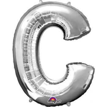 Amscan Fóliový balónek písmeno C 86 cm stříbrný