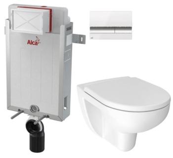 ALCADRAIN Renovmodul předstěnový instalační systém s bílým/ chrom tlačítkem M1720-1 + WC JIKA LYRA PLUS RIMLESS + SEDÁTKO DURAPLAST AM115/1000 M1720-1 LY1