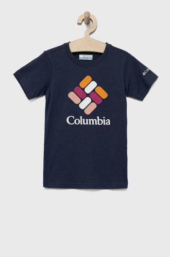 Dětské bavlněné tričko Columbia tmavomodrá barva