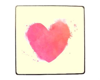 Magnet čtverec kov watercolor heart