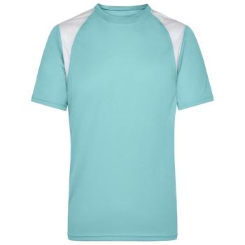 James & Nicholson Pánské běžecké tričko s krátkým rukávem JN397 - Mátová / bílá | XXL
