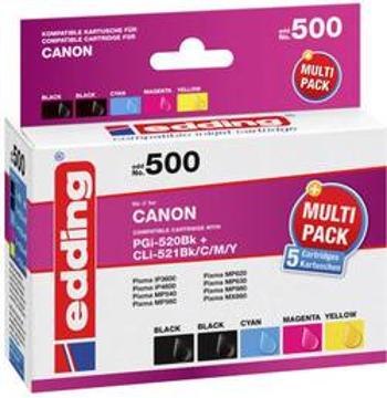 Ink set sada náplní do tiskárny Edding EDD-500 Multipack 5 CanonPgi-520/Cli-521 18-500, kompatibilní, černá, černá, azurová, žlutá, purppurová