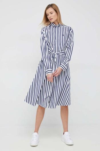 Bavlněné šaty Polo Ralph Lauren tmavomodrá barva, mini