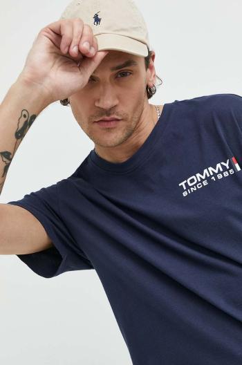 Bavlněné tričko Tommy Jeans , tmavomodrá barva, s potiskem