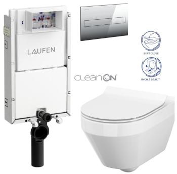 LAUFEN Podomít. systém LIS TW1 SET s chromovým tlačítkem + WC CERSANIT CLEANON CREA OVÁL + SEDÁTKO H8946630000001CR CR1