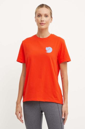 Tričko Fjallraven Fox Boxy Logo oranžová barva, F87153