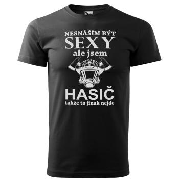 Tričko Sexy hasič (pánské) (Velikost: XS, Barva trička: Černá)