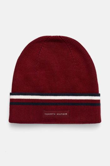 Bavlněná čepice Tommy Hilfiger vínová barva, AM0AM12983