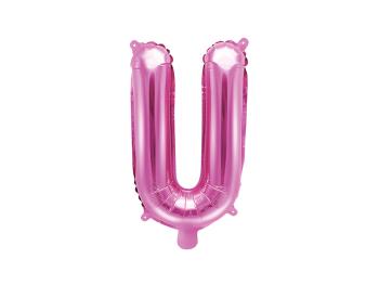 PartyDeco Fóliový balónek Mini - Písmeno U 35cm růžový