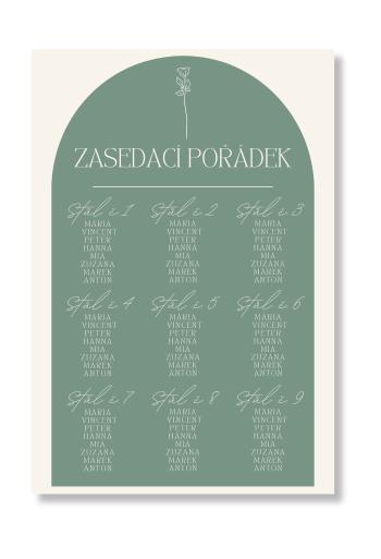 Zasedací pořádek - Greenery Rose