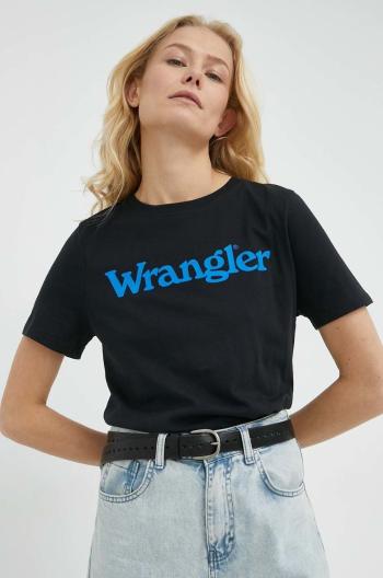 Bavlněné tričko Wrangler černá barva