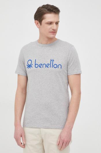 Bavlněné tričko United Colors of Benetton šedá barva, melanžový