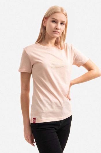 Bavlněné tričko Alpha Industries Basic T ML Foil Print Wmn oranžová barva, 106061.640-orange