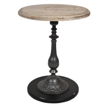 Kovový odkládací stolek s dřevěnou deskou Brain - Ø 50*64 cm 50525