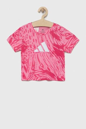 Dětské tričko adidas Performance růžová barva