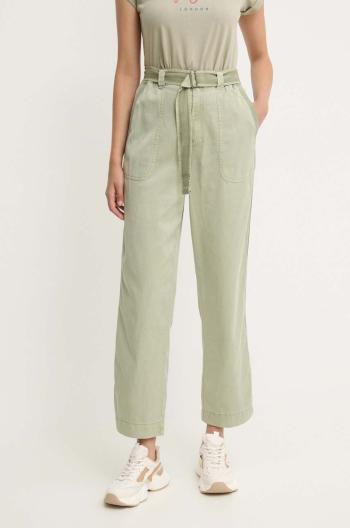 Kalhoty Pepe Jeans AYLIN dámské, zelená barva, jednoduché, high waist, PL211763