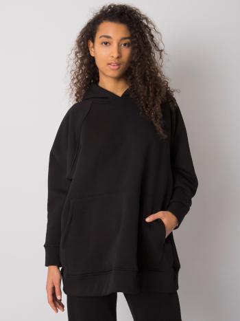 ČERNÁ OVERSIZE MIKINA S KLOKANÍ KAPSOU A RAGLÁNOVÝMI RUKÁVY SELITA RV-BL-7369.67-BLACK Velikost: S/M