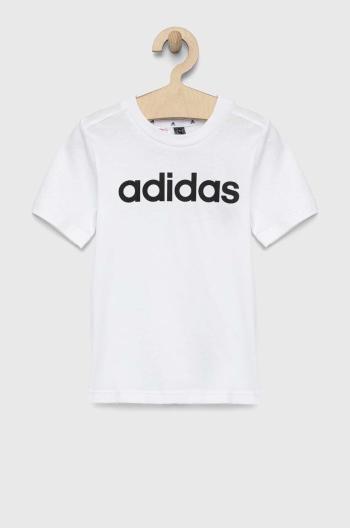 Dětské bavlněné tričko adidas LK LIN CO bílá barva, s potiskem