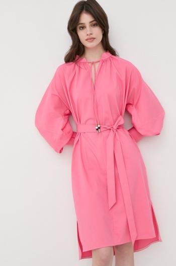 Šaty Boss růžová barva, mini, jednoduchý