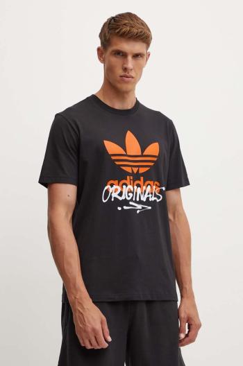 Bavlněné tričko adidas Originals černá barva, s potiskem, IZ2578