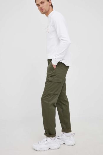 Kalhoty Tommy Hilfiger Chelsea pánské, zelená barva, ve střihu cargo