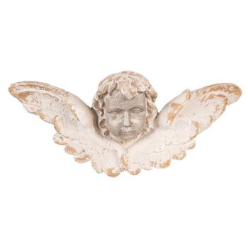 Béžová nástěnná socha hlava anděla s křídly Angel - 56*13*14cm 5MG0017