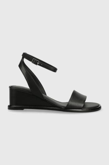 Kožené sandály Calvin Klein dámské, černá barva, na klínku
