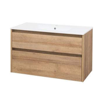 MEREO Opto, koupelnová skříňka s keramickým umyvadlem 101 cm, dub CN922