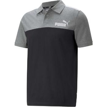 Puma ESS+BLOCK JERSEY POLO Pánské polo triko, černá, velikost M