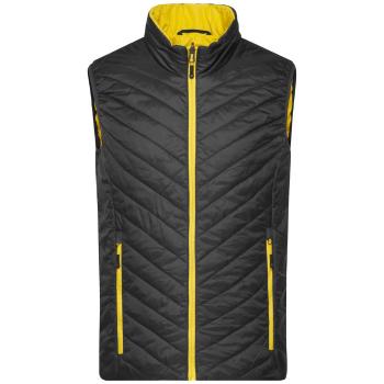 James & Nicholson Lehká pánská oboustranná vesta JN1090 - Černá / žlutá | XL