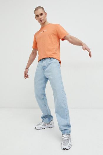 Bavlněné tričko Tommy Jeans oranžová barva, s aplikací