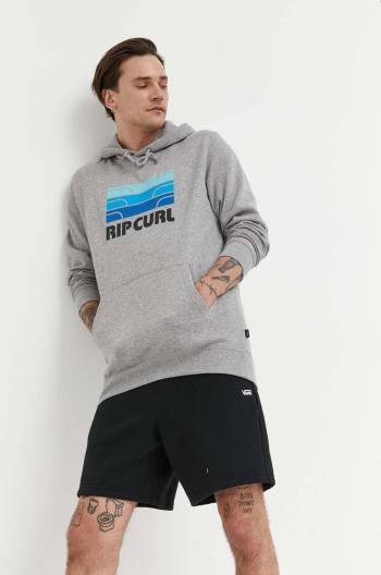 Mikina Rip Curl pánská, šedá barva, s kapucí, s potiskem