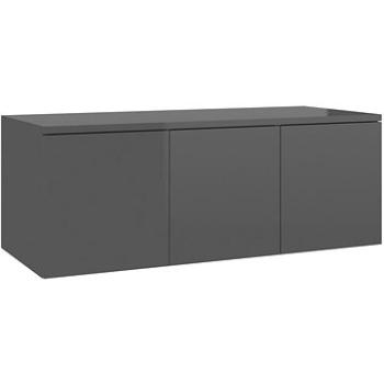 TV stolek šedý s vysokým leskem 80x34x30 cm dřevotříska (801867)