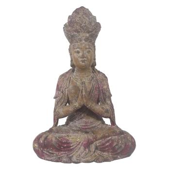 Hnědo -červená dekorace socha Buddha - 28*20*41 cm 6PR3617