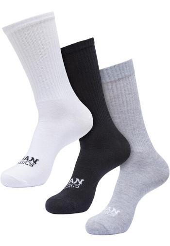 Urban Classics Simple Flat Knit Socks 3-Pack white+black+heathergrey - 39–42