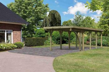 Dřevěný přístřešek / carport CLASSIC 3B s plechy Lanitplast