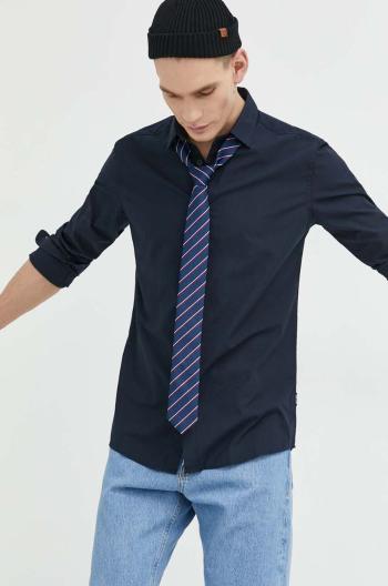Košile Only & Sons pánská, tmavomodrá barva, slim, s klasickým límcem