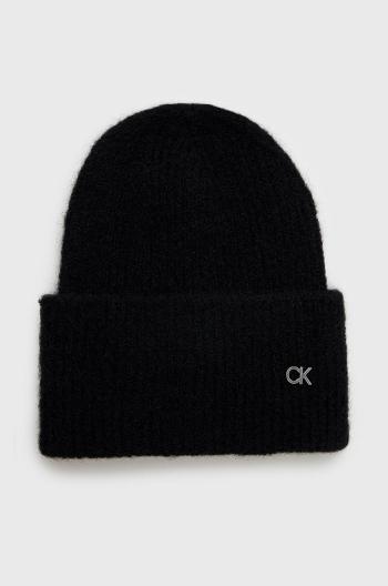 Vlněný klobouk Calvin Klein černá barva,
