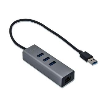 i-tec USB 3.0 Metal 3 port HUB Gigabit Ethernet 1x USB 3.0 na RJ-45 3x USB 3.0, U3METALG3HUB