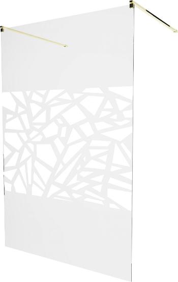 MEXEN/S KIOTO samostatně stojící sprchová zástěna 120 x 200 cm, transparent/bílá vzor 8 mm, zlatá 800-120-002-50-85