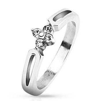 Šperky4U Zásnubní ocelový prsten se zirkony - velikost 58 - OPR1550-58