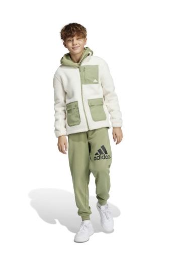 Fleecová mikina adidas J SHERPAKT béžová barva, IV9511