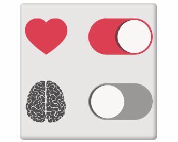 Magnet čtverec plast love ON brain OFF