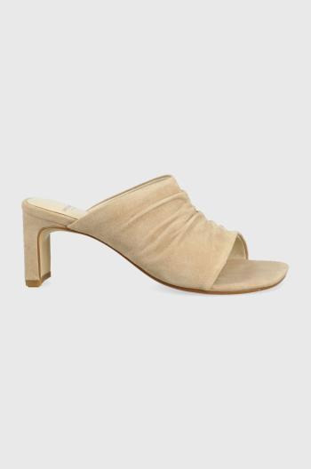 Semišové pantofle Vagabond Luisa dámské, béžová barva, na podpatku